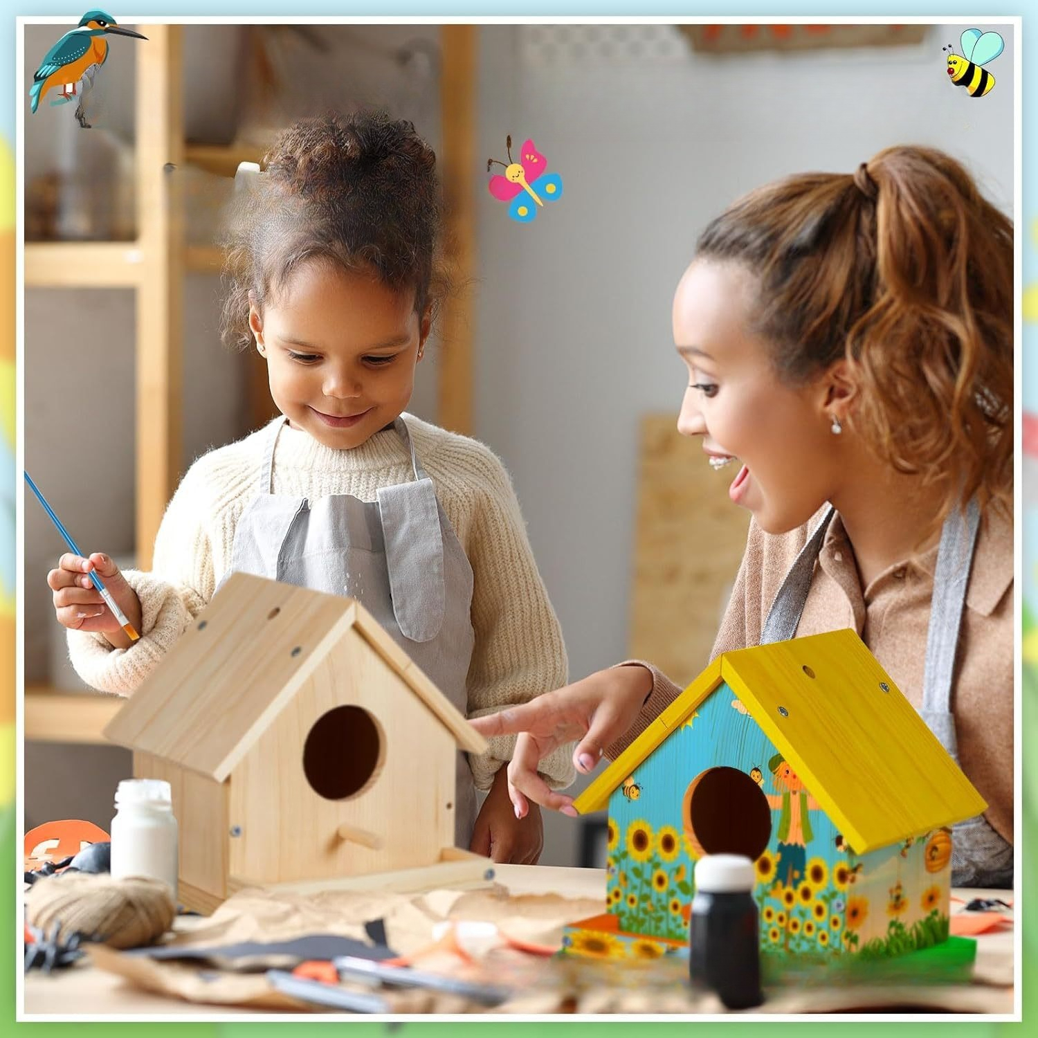 Woodworking Kits For Adults - 1PC Wooden Birdhouse Kit for Adults