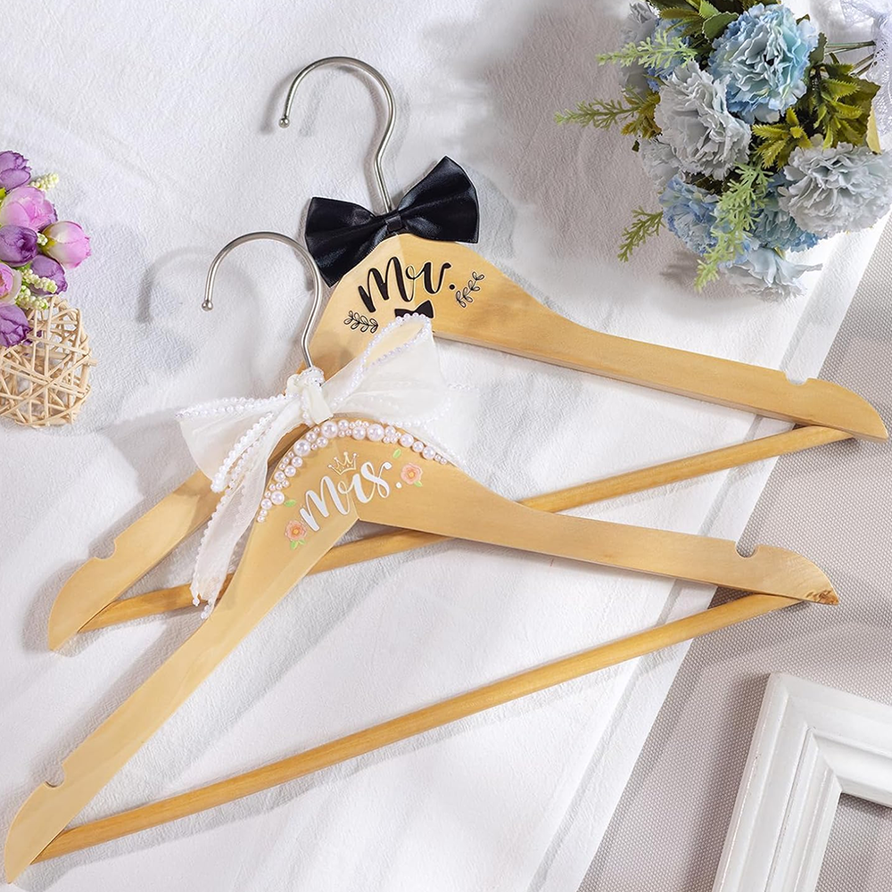 Woodworking Women - Personalized Floral Wedding Dress Hanger Engraved