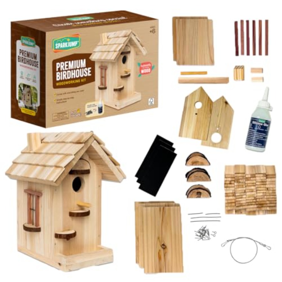 Woodworking Kits For Adults - Premium Wooden Bird House Kit -