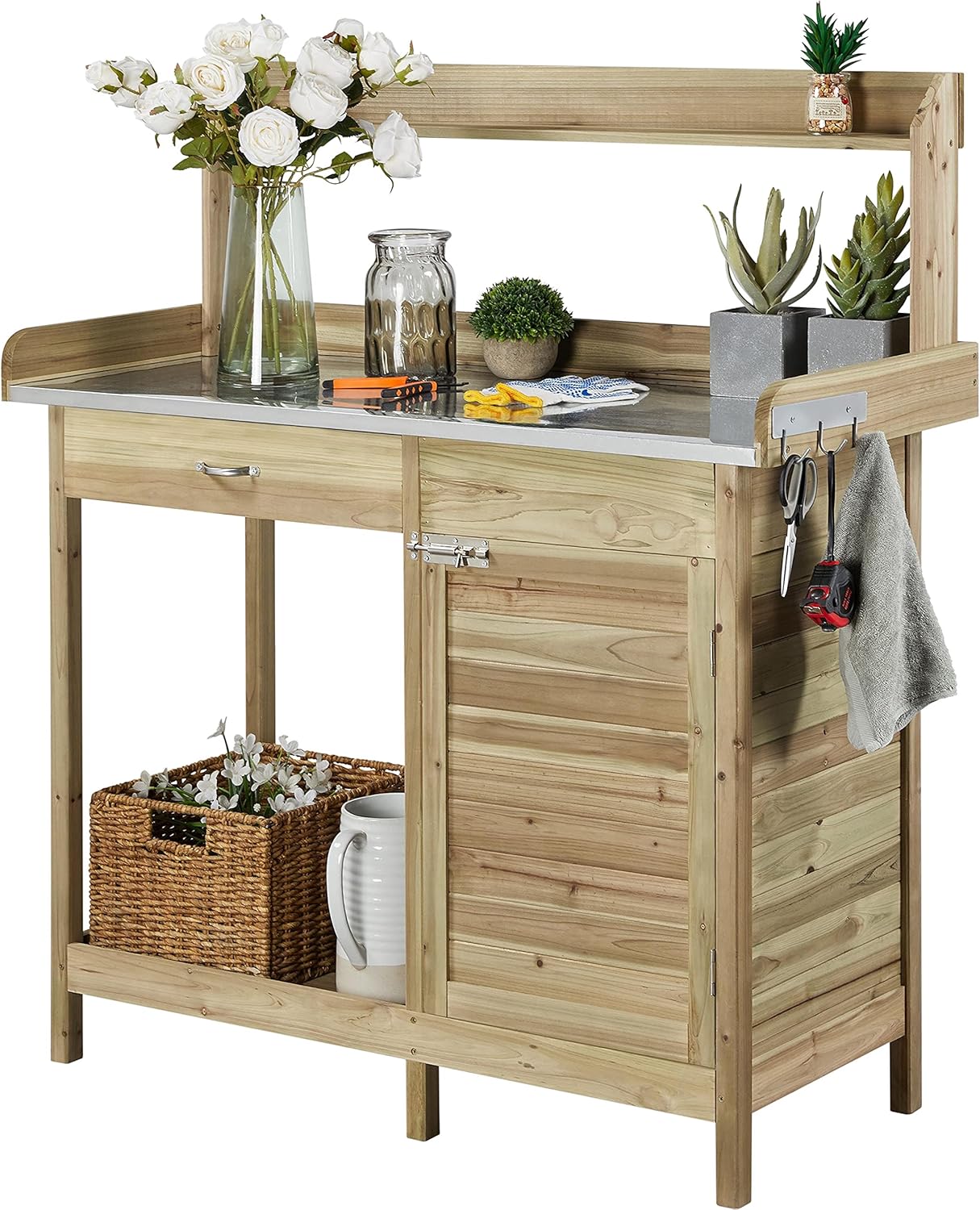 Woodworking Images Free - Outdoor Potting Bench Table, Garden Work