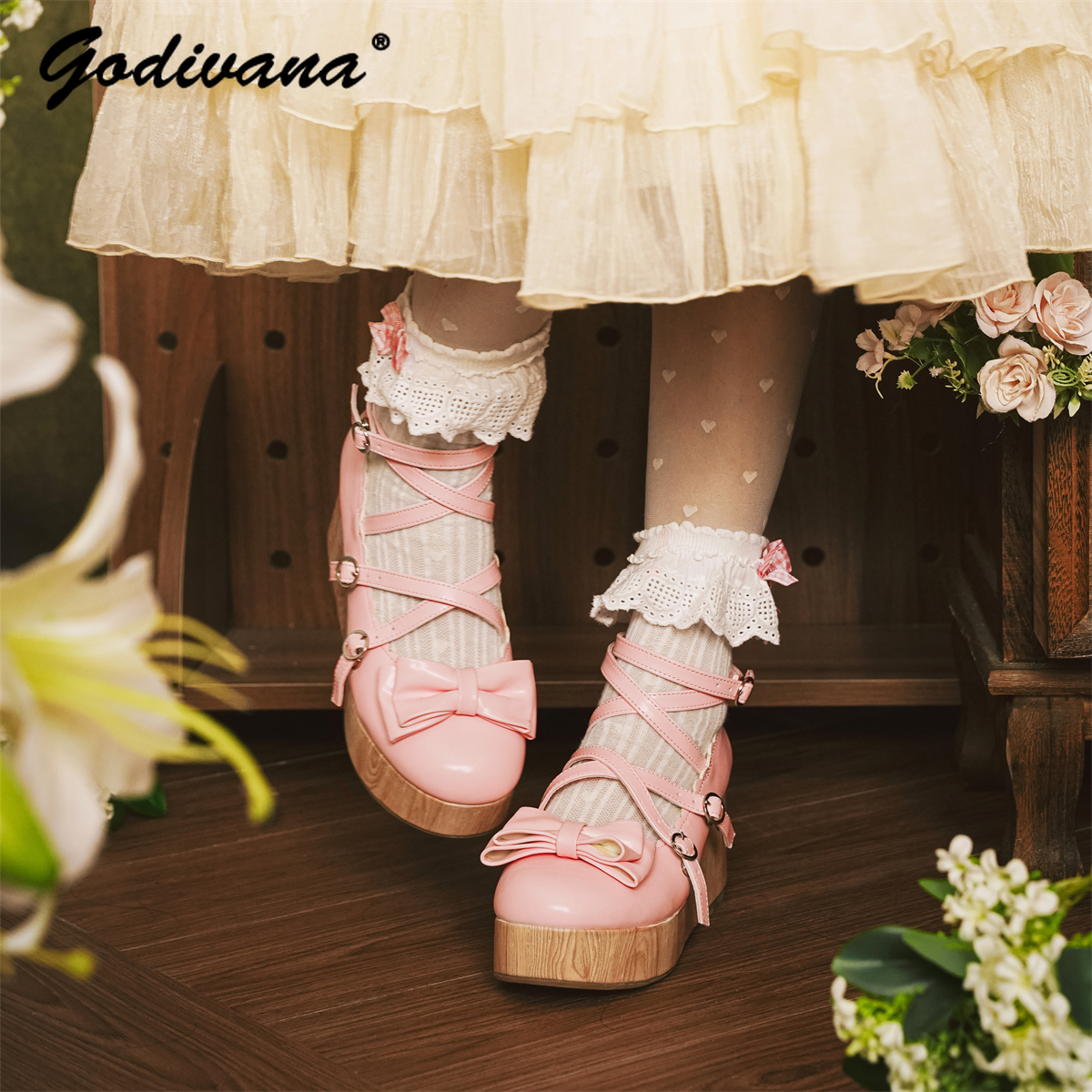 Retro Wooden Bottom High Heels - Woodworking Women ulasan dan harga