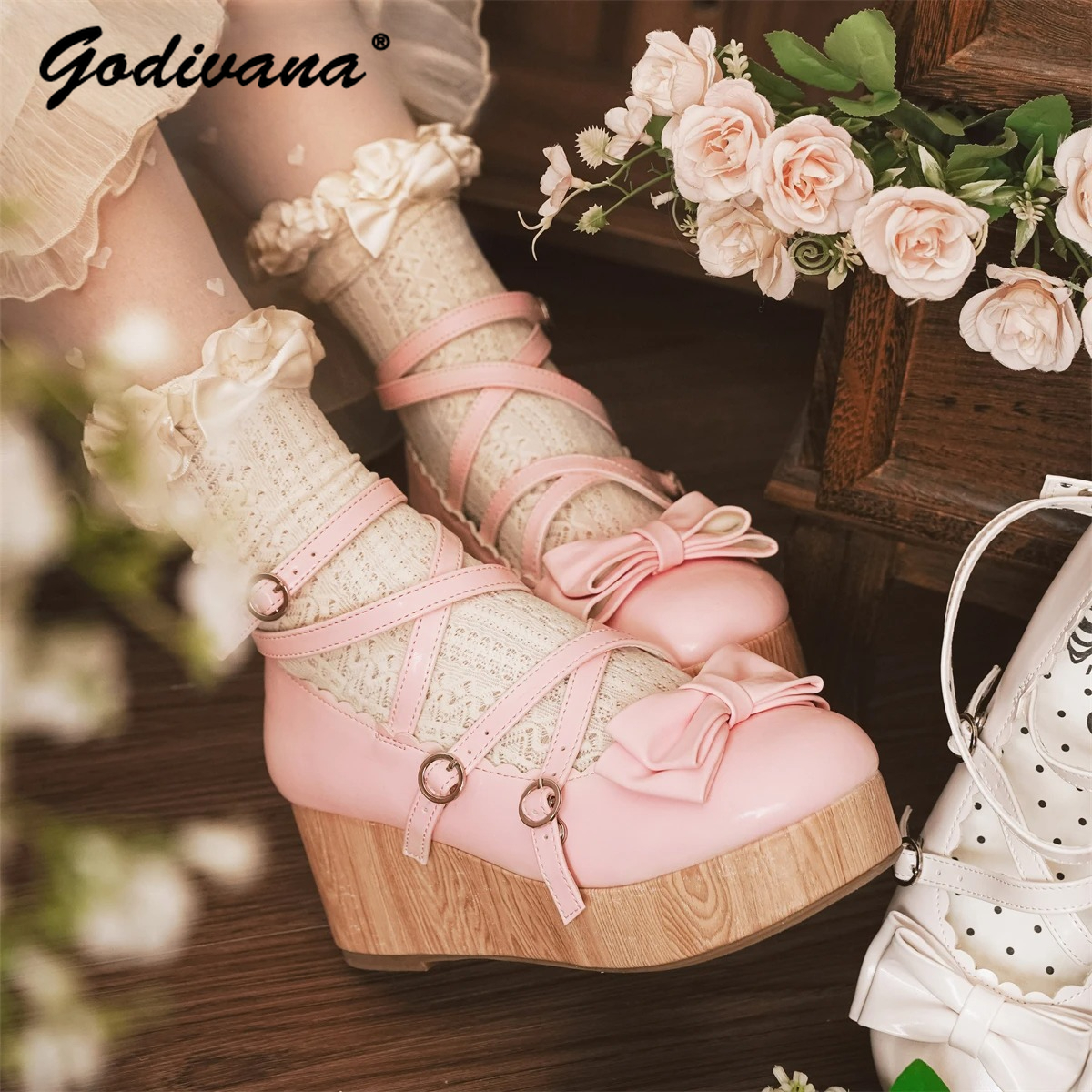 Retro Wooden Bottom High Heels - Woodworking Women ulasan dan harga